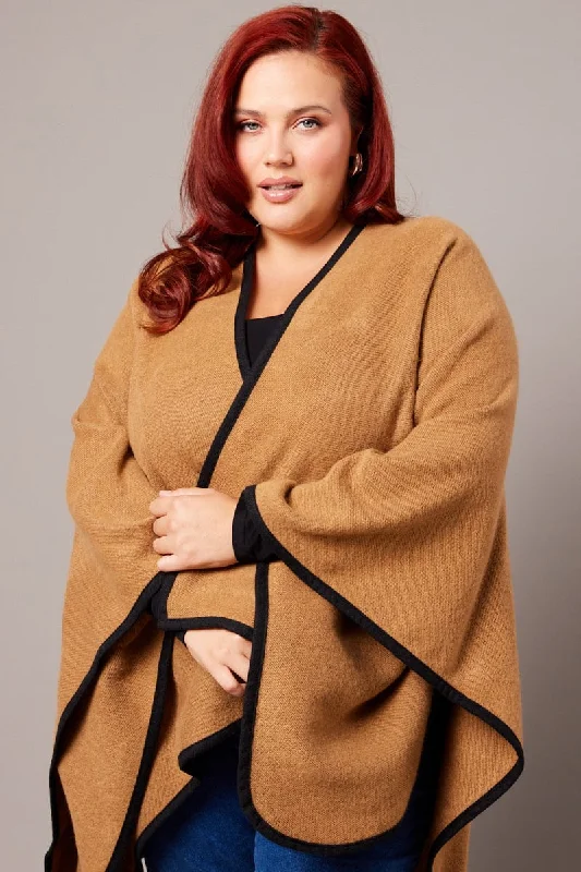 Can't Be Beat Beige Longline Cape