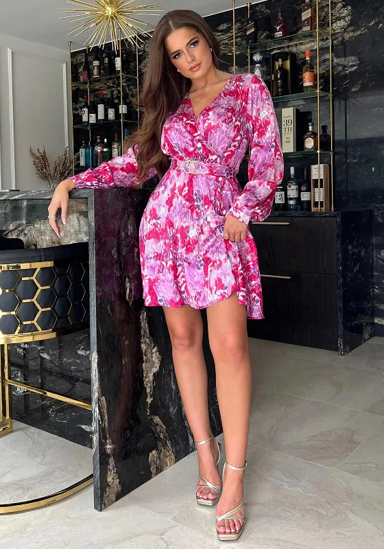 Bonus Savings Girl In Mind Tammy Print Skater Mini Dress, Pink
