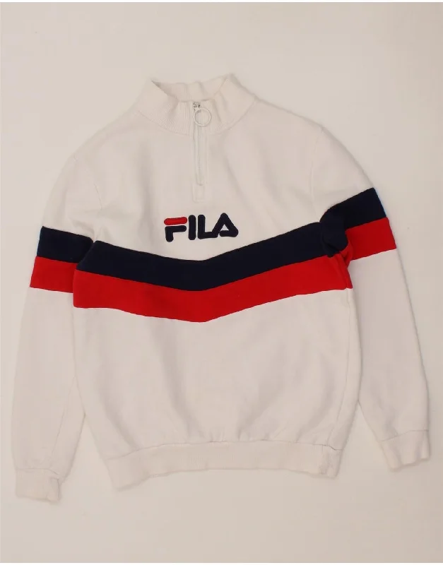 Best Bargains FILA Womens Oversized Graphic Zip Neck Sweatshirt Jumper UK 2 2XS White Best Bargains FILA Womens Oversized Graphic Zip Neck Sweatshirt Jumper UK 2 2XS White