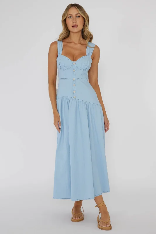 Buy Now Pansy Flounce Hem Maxi Dress Light Blue
