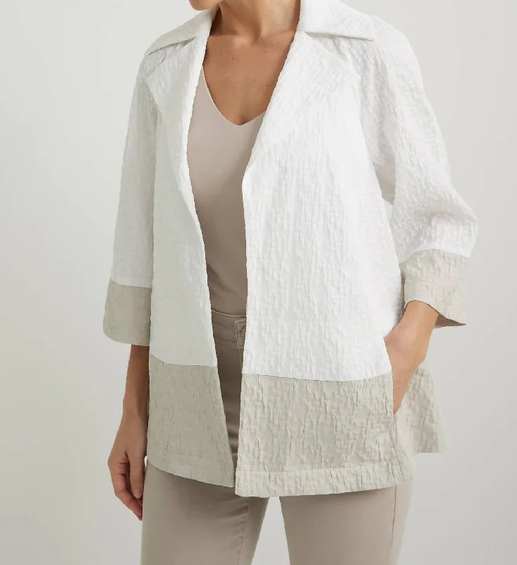 Deal Explosion Crinkle Two Tone Blazer In Vanilla/moonstone