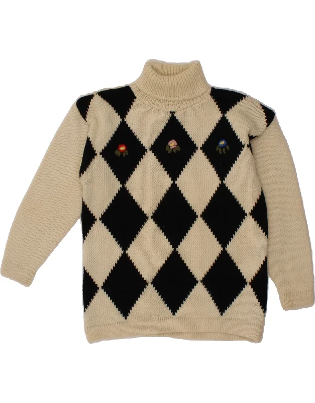 Amazing Deals VINTAGE Womens Roll Neck Jumper Sweater UK 14 Large Off White