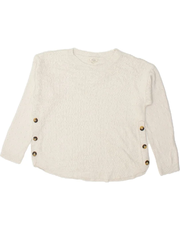 Members Only FAT FACE Womens Oversized Boat Neck Jumper Sweater UK 12 Medium White