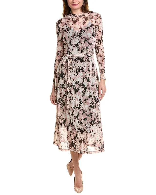 Deal Zone Anne Klein Mock Neck Mesh Maxi Dress