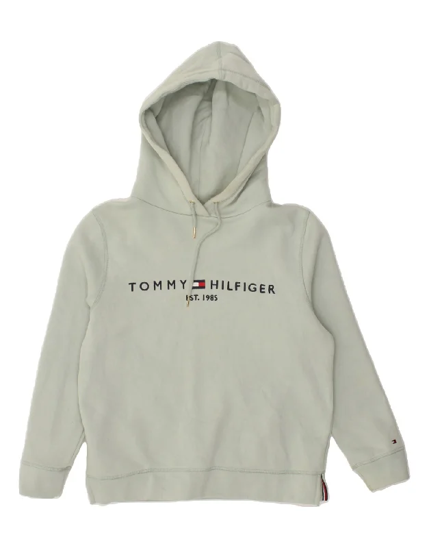 Don't Wait TOMMY HILFIGER Womens Loose Fit Graphic Hoodie Jumper UK 14 Medium Blue