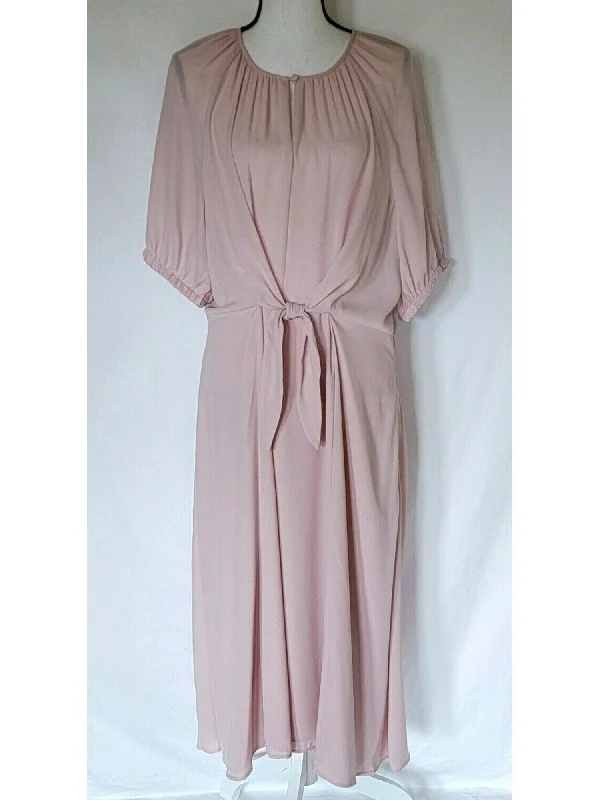 Best Seller ALFANI Womens Pink Short Sleeve Keyhole Midi Sheath Dress