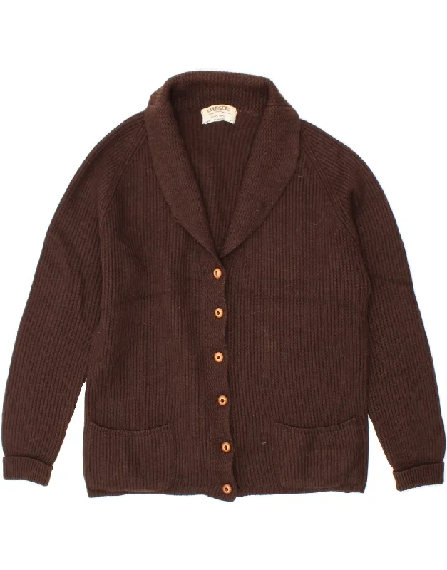 Shop and Save JAEGER Womens Cardigan Sweater IT 40 Small Brown Wool