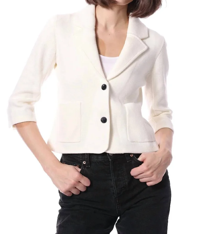 TIME-Limited Offer Cotton Blend Shrunken Blazer In White