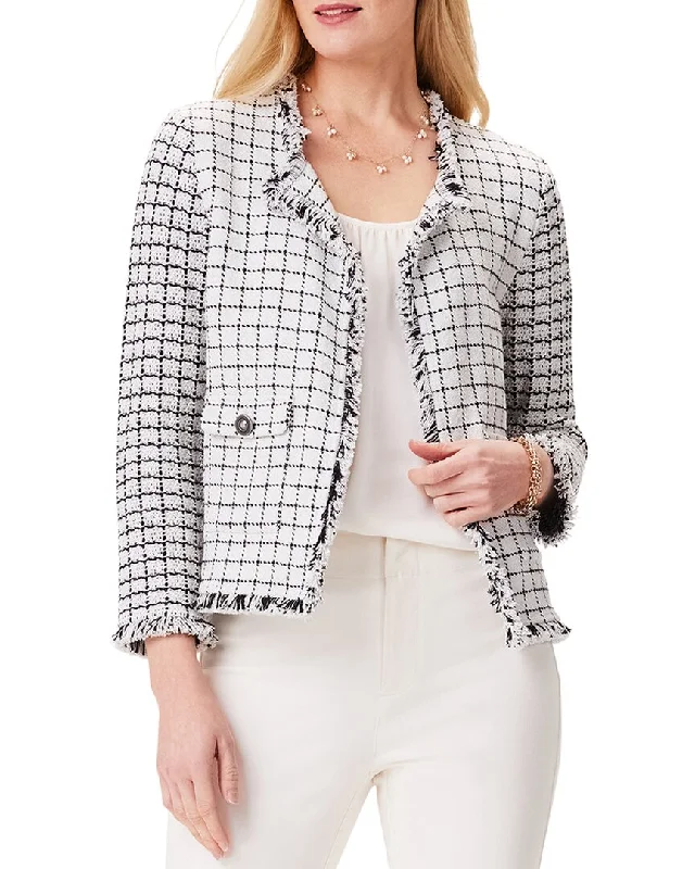 Crazy Deals NIC+ZOE Grid Fringe Mix Knit Pocket Jacket