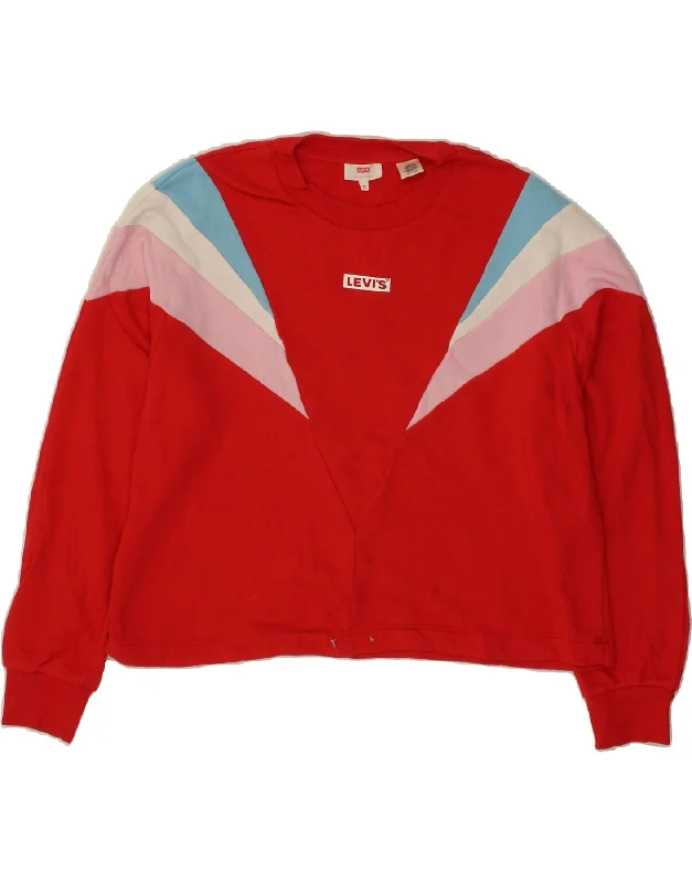 Super Bargain LEVI'S Womens Oversized Sweatshirt Jumper UK 6 XS Red Colourblock Cotton Super Bargain LEVI'S Womens Oversized Sweatshirt Jumper UK 6 XS Red Colourblock Cotton