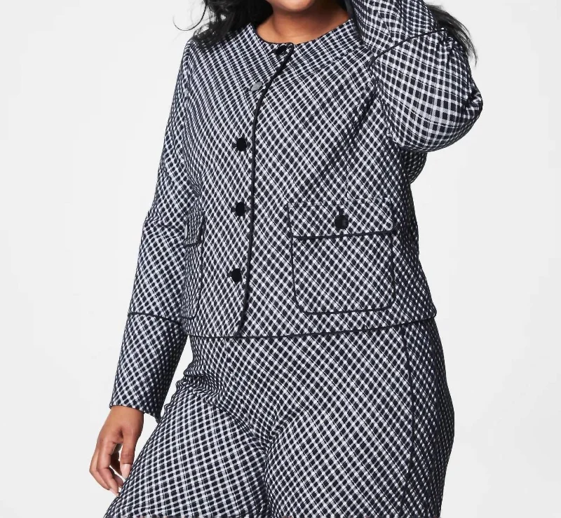 Blowout Deals Spanx Ponte Lady Jacket In Classic Black Plaid