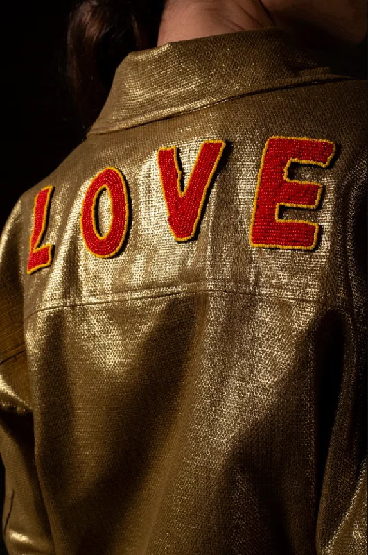 Lowest Prices Gold LOVE Handwoven Cropped Jacket