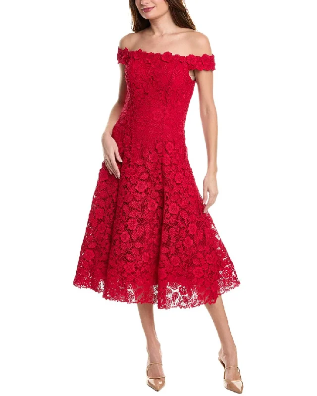 Can't Miss Teri Jon by Rickie Freeman Floral Lace Midi Dress