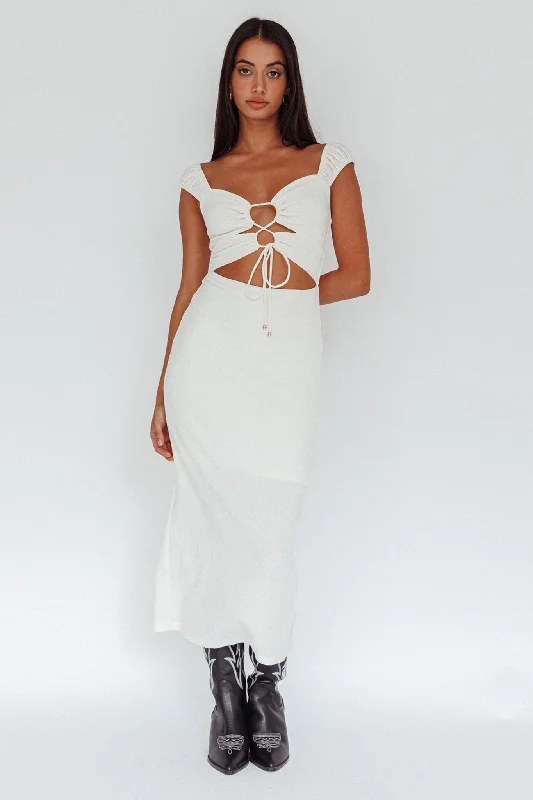 Midnight Sale Iconic Cut-Out Bodice Midi Dress Cream