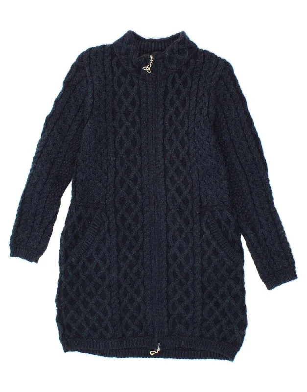 Limited Edition ARAN CRAFTS Womens Longline Cardigan Sweater UK 10 Small Navy Blue