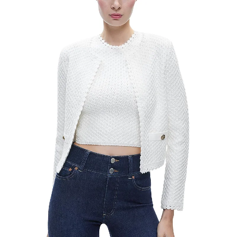 Limited Time Discount Womens Scalloped Long Sleeve Open-Front Blazer