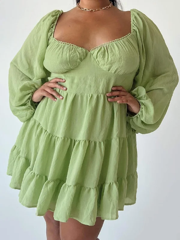Today’s Deal Danny Long Sleeve Mini Dress Green Curve