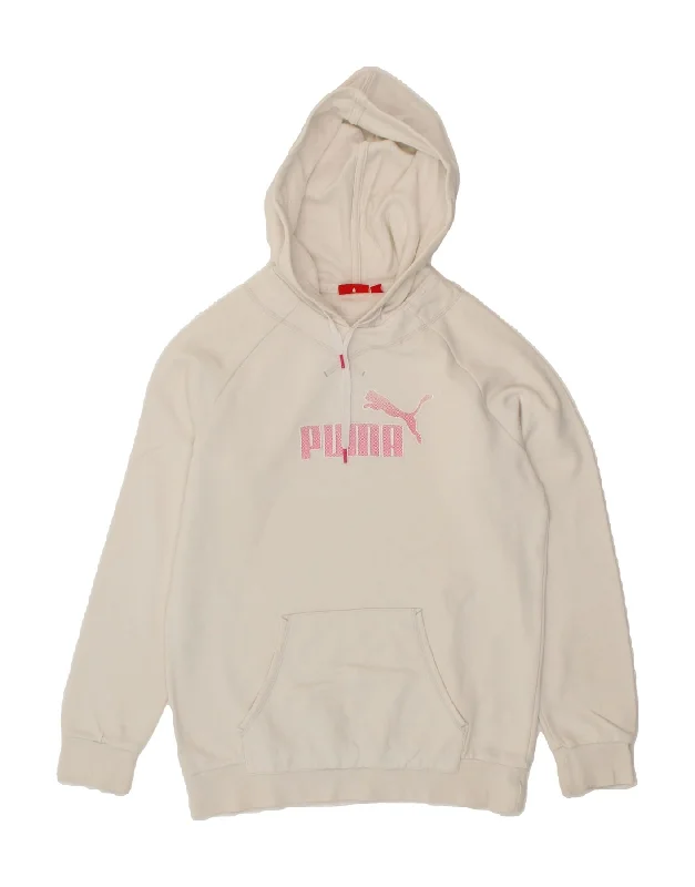 Weekend Deal PUMA Womens Graphic Hoodie Jumper UK 14 Large  White