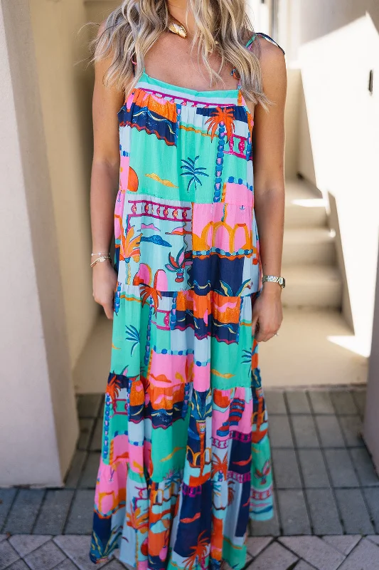 Special Savings Tropic Maxi Dress - Blue Multi
