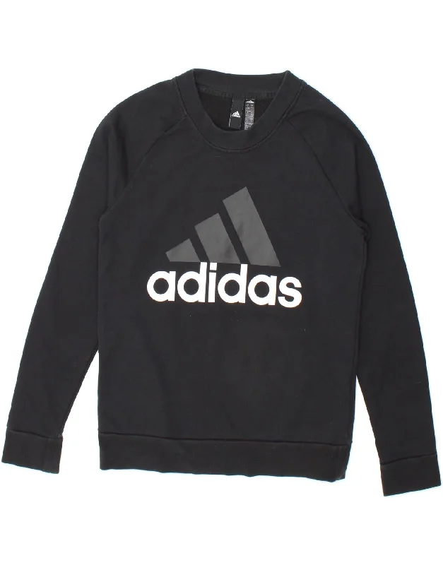 Doorbuster Deal ADIDAS Womens Crop Graphic Sweatshirt Jumper UK 12/14 Medium Black Cotton Doorbuster Deal ADIDAS Womens Crop Graphic Sweatshirt Jumper UK 12/14 Medium Black Cotton