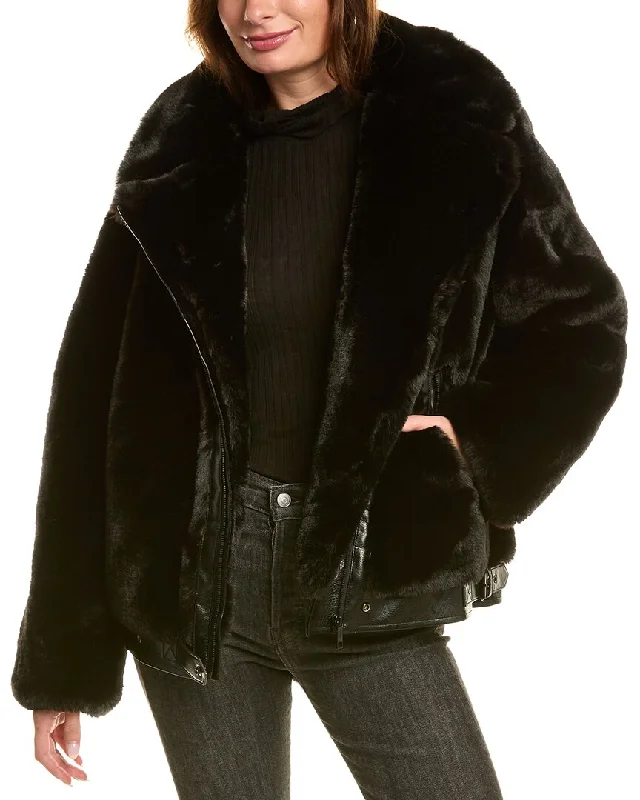 Instant Savings The Kooples Asymmetrical Plush Coat