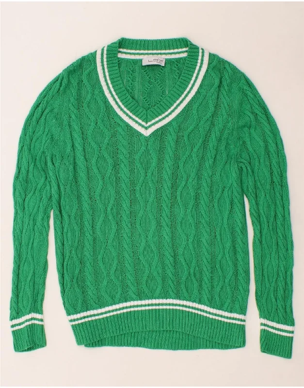 Crazy Deals LO'X LOOXENT Womens V-Neck Jumper Sweater UK 18 XL Green Cotton