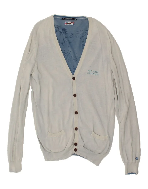 Closeout Sale PEPE JEANS Womens Cardigan Sweater UK 18 XL Beige Cotton