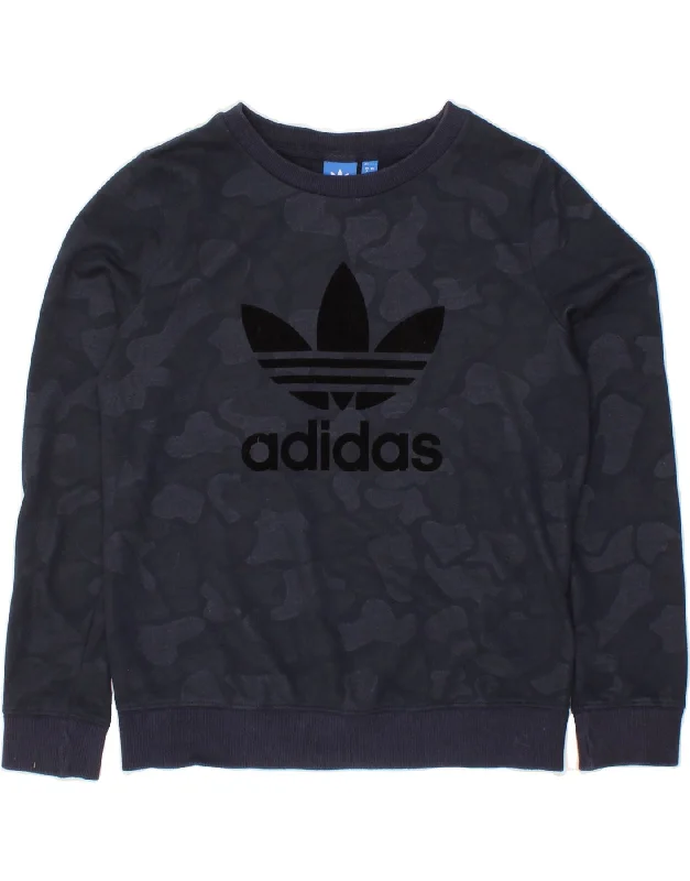 Lowest Price ADIDAS Womens Graphic Oversized Sweatshirt Jumper UK 8 Small Navy Blue