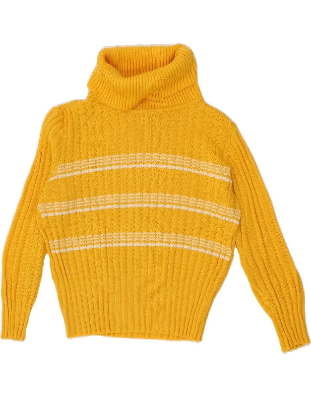 Weekend Flash Sale VINTAGE Womens Crop Roll Neck Jumper Sweater UK 14 Medium Yellow Striped Weekend Flash Sale VINTAGE Womens Crop Roll Neck Jumper Sweater UK 14 Medium Yellow Striped