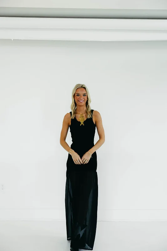 Overstock Sale Half and Half Maxi Dress - Black