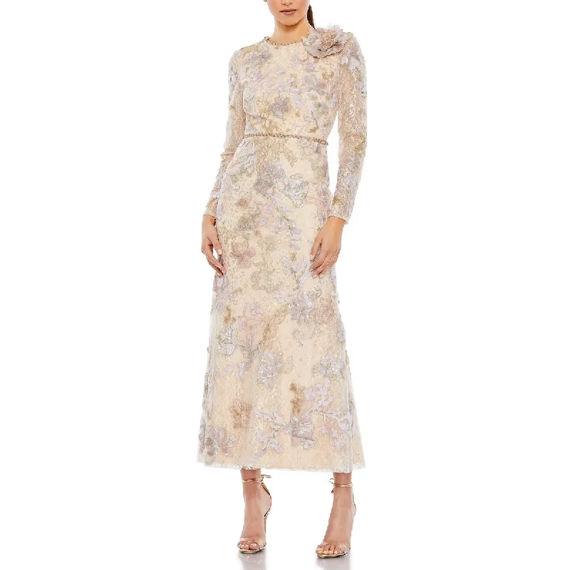 Hurry In Womens Lace Embellished Evening Dress