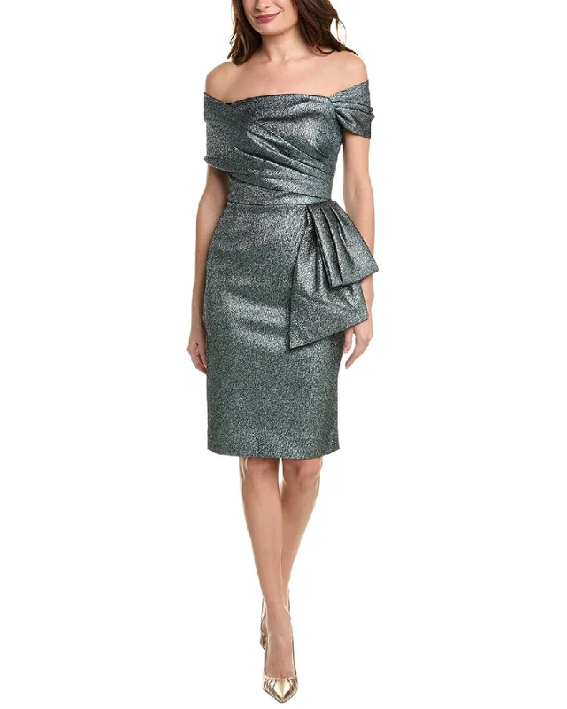 Amazing Deals Teri Jon by Rickie Freeman Metallic Wrap Bodice Sheath Dress