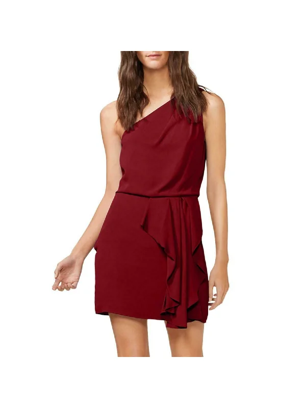 Big Discounts HALSTON Womens Red Sleeveless Asymmetrical Neckline Mini Party Sheath Dress Big Discounts HALSTON Womens Red Sleeveless Asymmetrical Neckline Mini Party Sheath Dress