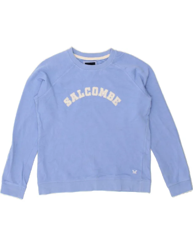 Last Chance CREW Womens Graphic Sweatshirt Jumper UK 12 Medium Blue Cotton