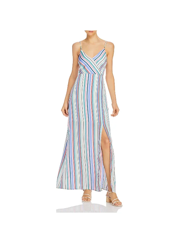 Low Prices Womens V Neck Striped Cocktail Dress