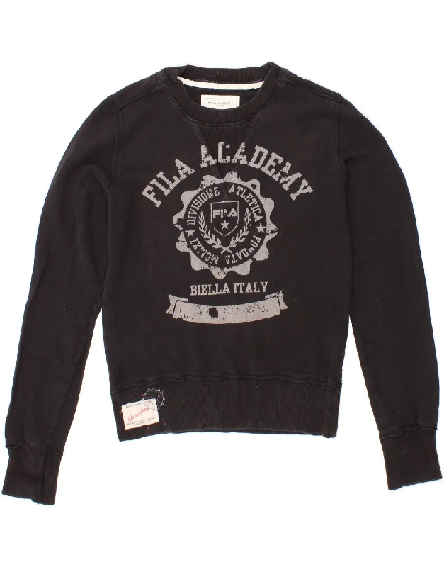 Bargain Prices FILA Womens Graphic Sweatshirt Jumper UK 14 Large Black Cotton