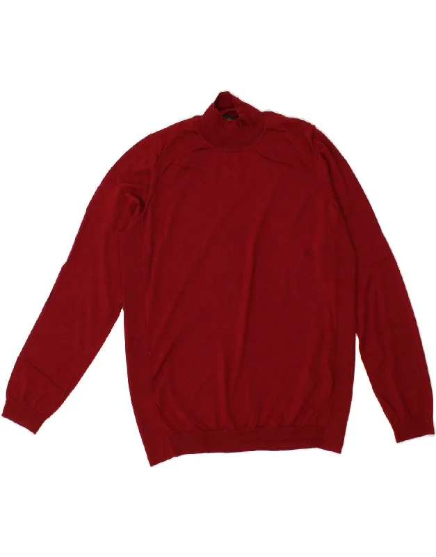 Unmissable Offer JAEGER Womens Turtle Neck Jumper Sweater UK 18 XL Burgundy Wool