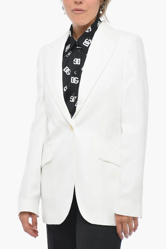 New Markdowns Stella McCartney One-button Flax Blend Blazer with Peak Lapel