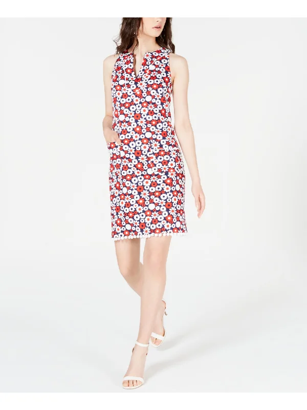 Discount Extravaganza TRINA TURK Womens Navy Floral Sleeveless Mini Cocktail Shift Dress Discount Extravaganza TRINA TURK Womens Navy Floral Sleeveless Mini Cocktail Shift Dress