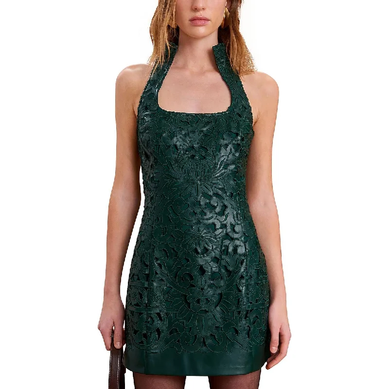 Now or Never Womens Above Knee Faux Leather Mini Dress
