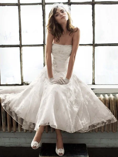 Great Deals David's Bridal Short Printed Organza Gown, WG3313 By Galina