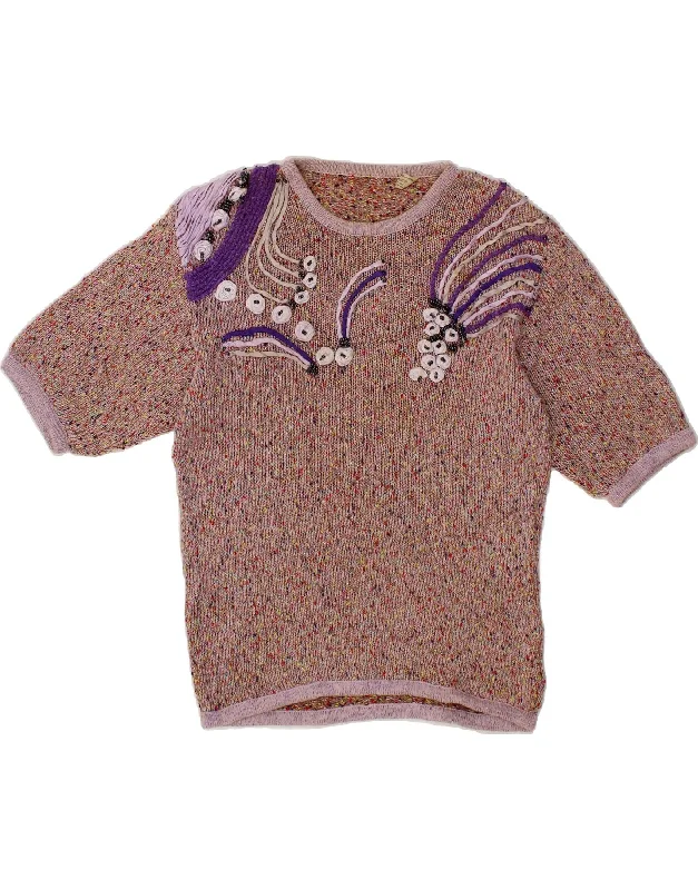Final Markdown VINTAGE Womens Short Sleeve Crew Neck Jumper Sweater UK 14 Large Brown Final Markdown VINTAGE Womens Short Sleeve Crew Neck Jumper Sweater UK 14 Large Brown