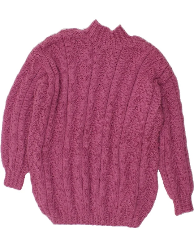 Super Sale VINTAGE Womens Turtle Neck Jumper Sweater UK 22 3XL Pink
