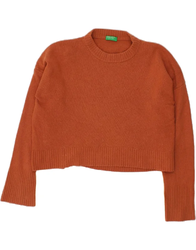 Extra Savings BENETTON Womens Crop Crew Neck Jumper Sweater UK 20 2XL Orange