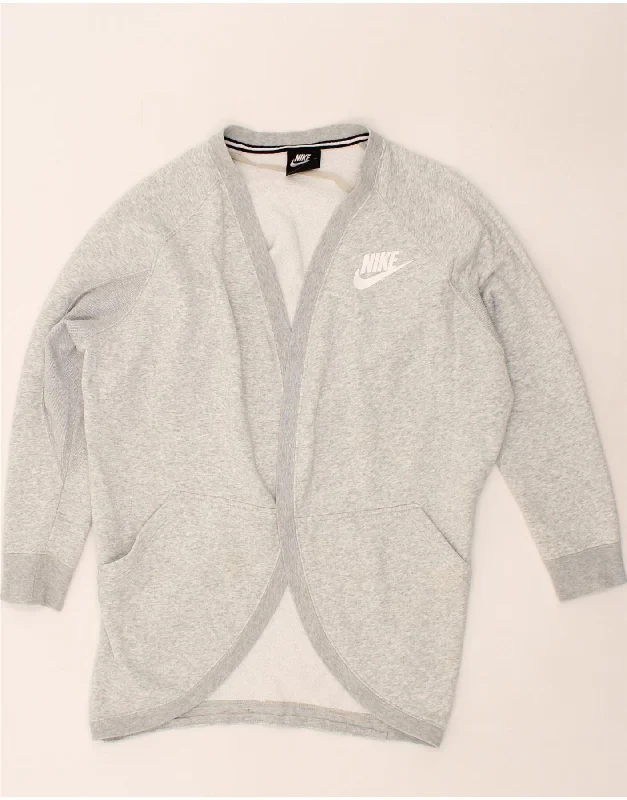 Epic Deals NIKE Womens Oversized Open Cardigan Sweater UK 6 XS Grey Cotton