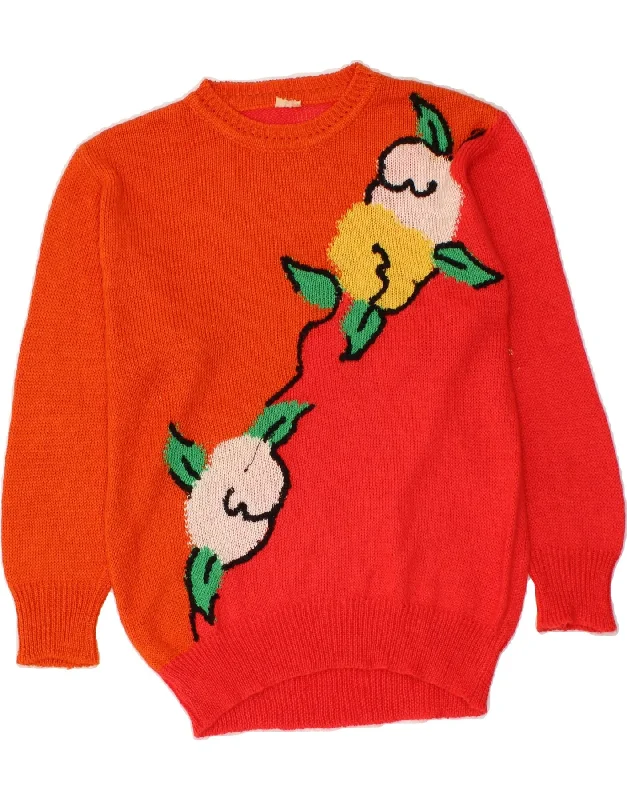 Clearance Items VINTAGE Womens Crew Neck Jumper Sweater UK 14 Large Orange