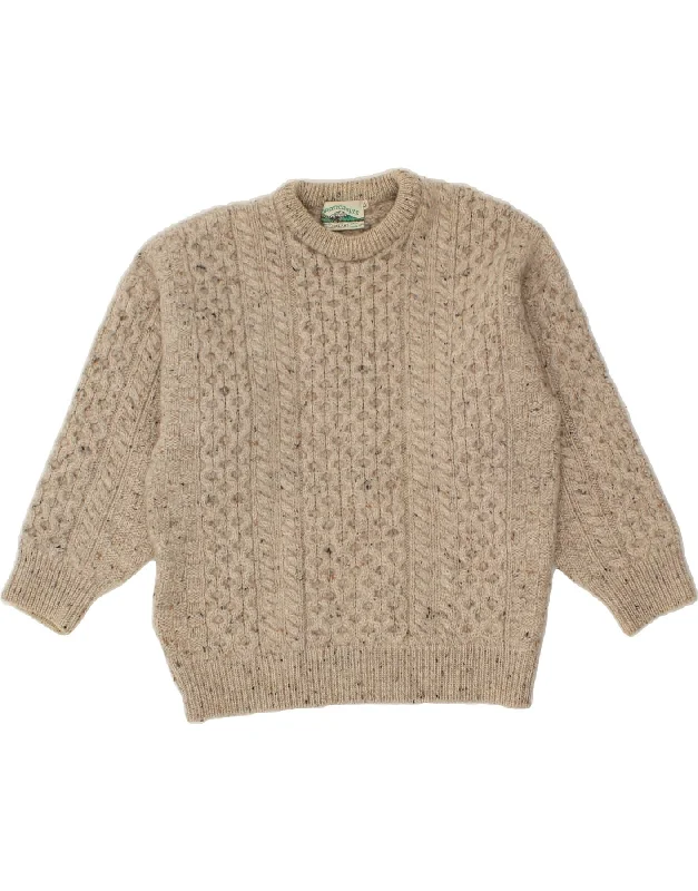 Major Savings ARAN CRAFTS Womens Crew Neck Jumper Sweater UK 16 Large Beige Flecked