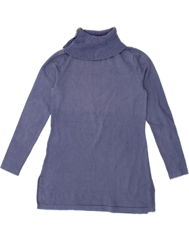 Take Advantage LAURA ASHLEY Womens Button Neck Jumper Sweater UK 10 Small Blue Cotton