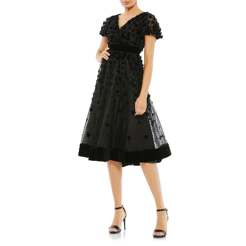 Year-End Clearance Womens Embellished Midi Cocktail and Party Dress