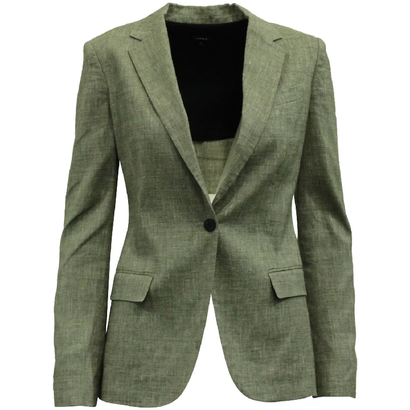Mega Sale Theory Single Button Blazer in Gray Linen Blend